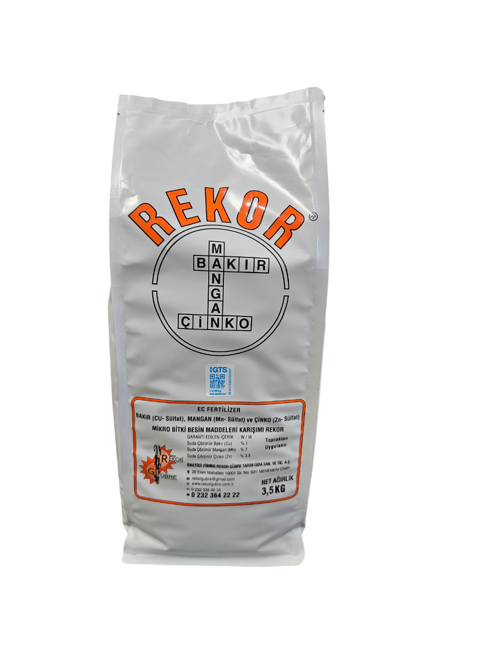 3,5 Kg Rekor Ec Fertılızer Bakır (Cu­-Sülfat) Mangan (Mn­-Sülfat) Ve Çinko (Zn-­Sülfat) Mikro Bitki Besin Maddeleri Karışımı