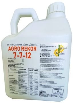 4L Agro Rekor 7-7 -12 ( Ec Fertilizer NPK Gübre Çözeltisi)