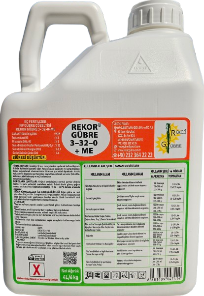 4L Rekor Gübre NP 3-32-0 +ME  ( Ec Fertilizer NP Gübre Çözeltisi)