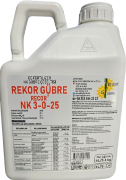 4L Rekor Gübre Recor NK 3-0-25   ( Ec Fertilizer NK Gübre Çözeltisi)