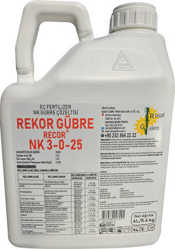 4L Rekor Gübre Recor NK 3-0-25   ( Ec Fertilizer NK Gübre Çözeltisi)